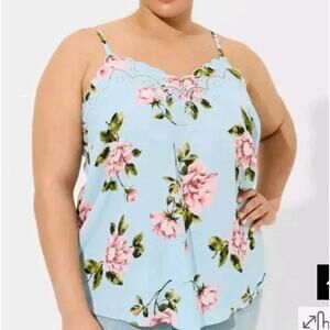 Torrid Sophie Georgette Cami Tank Blouse Top Women Plus 3X Floral Sky Blue